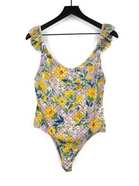 FARM RIO Lemon Dream/Drop One Piece Swimsuit Purple Yellow Green XL